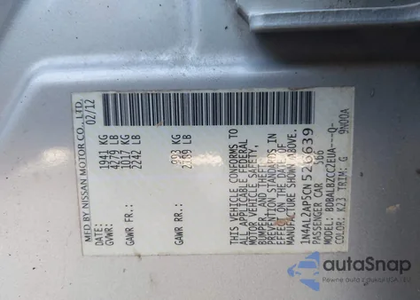 2012 Nissan Altima 2.5 S from USA, damaged, VIN 1N4AL2AP5CN526639